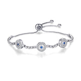 Adjustable Trendy Silver Plated Blue Crystal CZ Eyes Bracelets For Women Wedding fashion Jewelry Charming Bracelet & Bangles