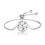 Adjustable Trendy Silver Plated Blue Crystal CZ Eyes Bracelets For Women Wedding fashion Jewelry Charming Bracelet & Bangles