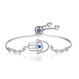 Adjustable Trendy Silver Plated Blue Crystal CZ Eyes Bracelets For Women Wedding fashion Jewelry Charming Bracelet & Bangles