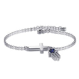 Adjustable Trendy Silver Plated Blue Crystal CZ Eyes Bracelets For Women Wedding fashion Jewelry Charming Bracelet & Bangles