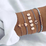 5 Pcs/set Bohemian Pineapple Turtle Heart Earth Bracelet Sets for Women Weave Rope Chain Bracelets Pulseras Mujer Stone Jewelry