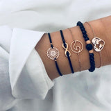 30 Style Boho Bangle Elephant Heart Shell Star Moon Bow Map Crystal Bead Bracelet Women Charm Party Wedding Jewelry Accessories
